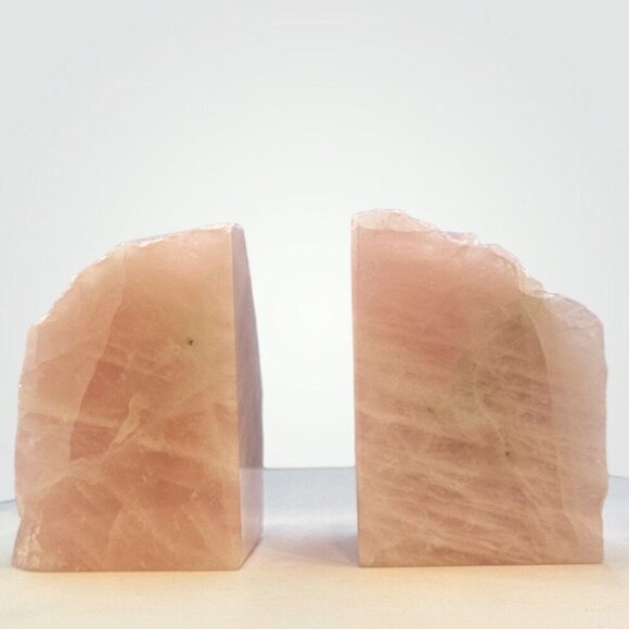 Pink Crystal Bookends, Rose Quartz, Natural Characteristics, Unique Bookends(AF) - Picture 2 of 10